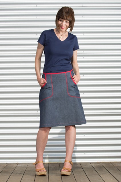 Essaye Denim Pocket Skirt - Womens Knee Length Skirts - Birdsnest ...
