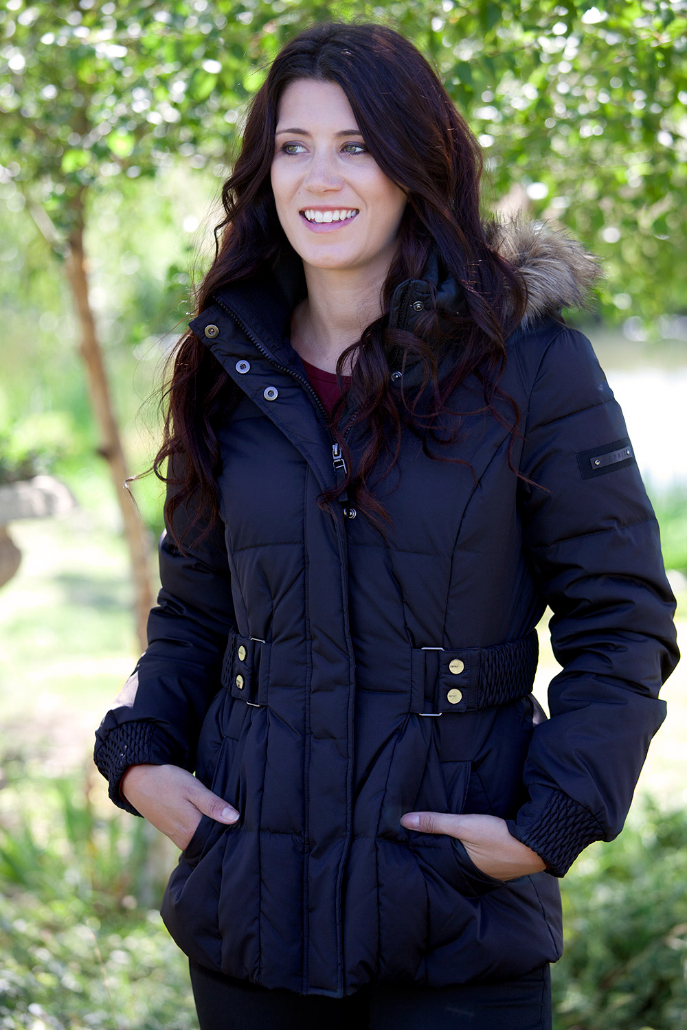 esprit mid padded jacket with hood