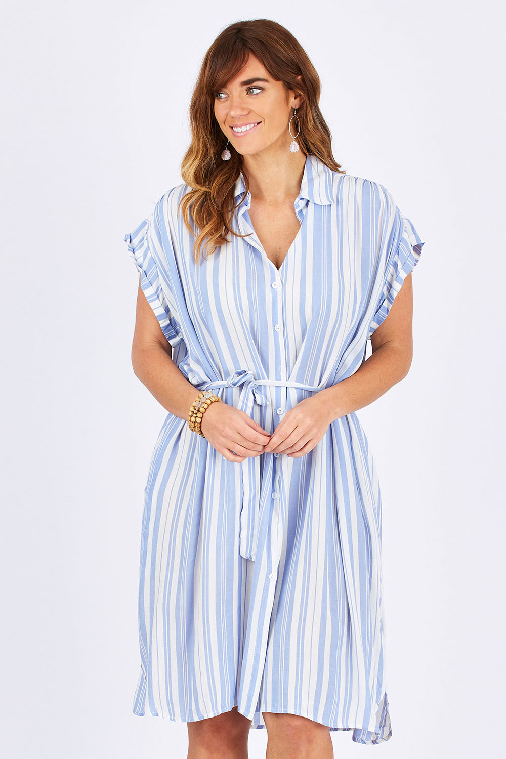 mid length button down dress