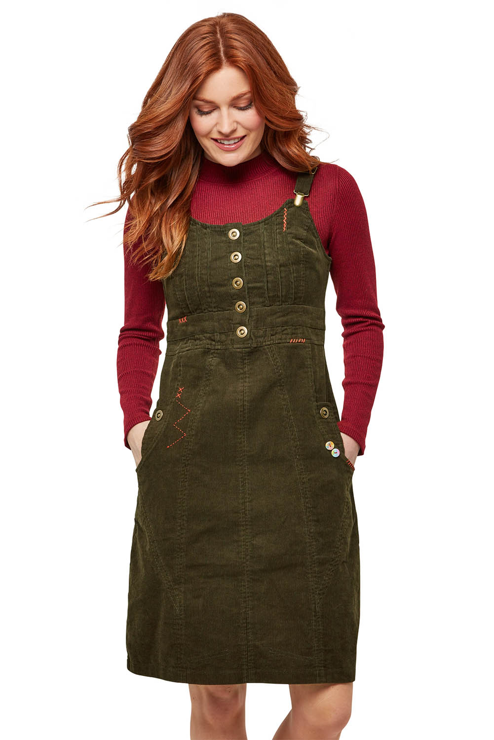 ladies cord pinafore dress